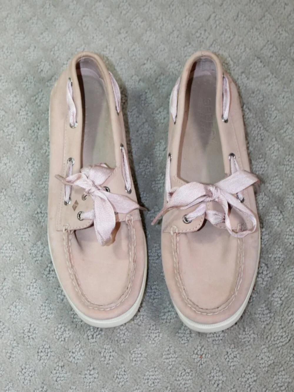 Sperry Size 8.5 Pink Leather Satin Ribbon Topsiders Loafers